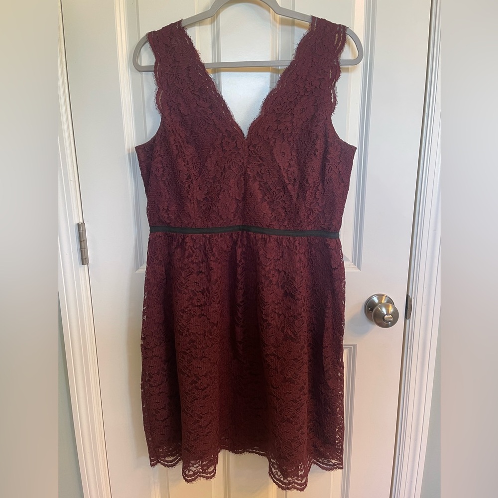 LOFT Burgundy Lace Mini Dress